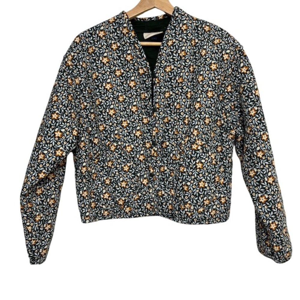 Universal Thread Jacket Womens Size M Quilted Floral Full Zip Pockets